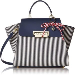 Zac Posen | Earth Iconic Satchel Navy Stripe Canvas